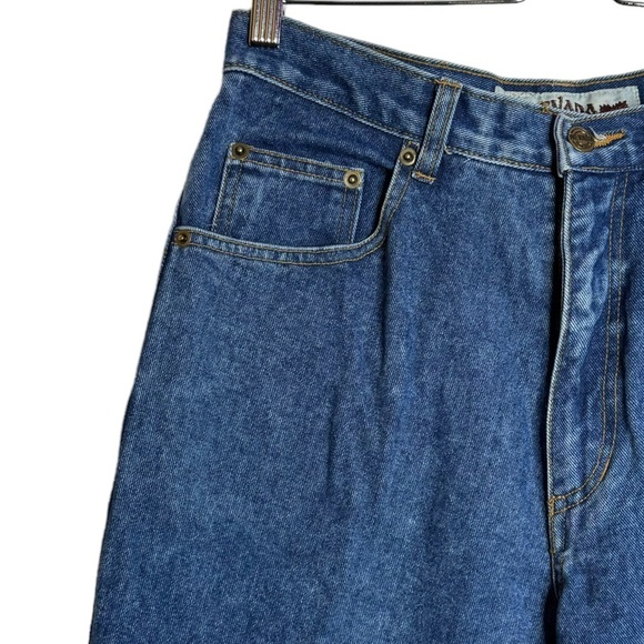 Nevada Vintage High Rise Tapered Leg Rigid Denim Dark Blue Wash Jeans 12 - Picture 5 of 15